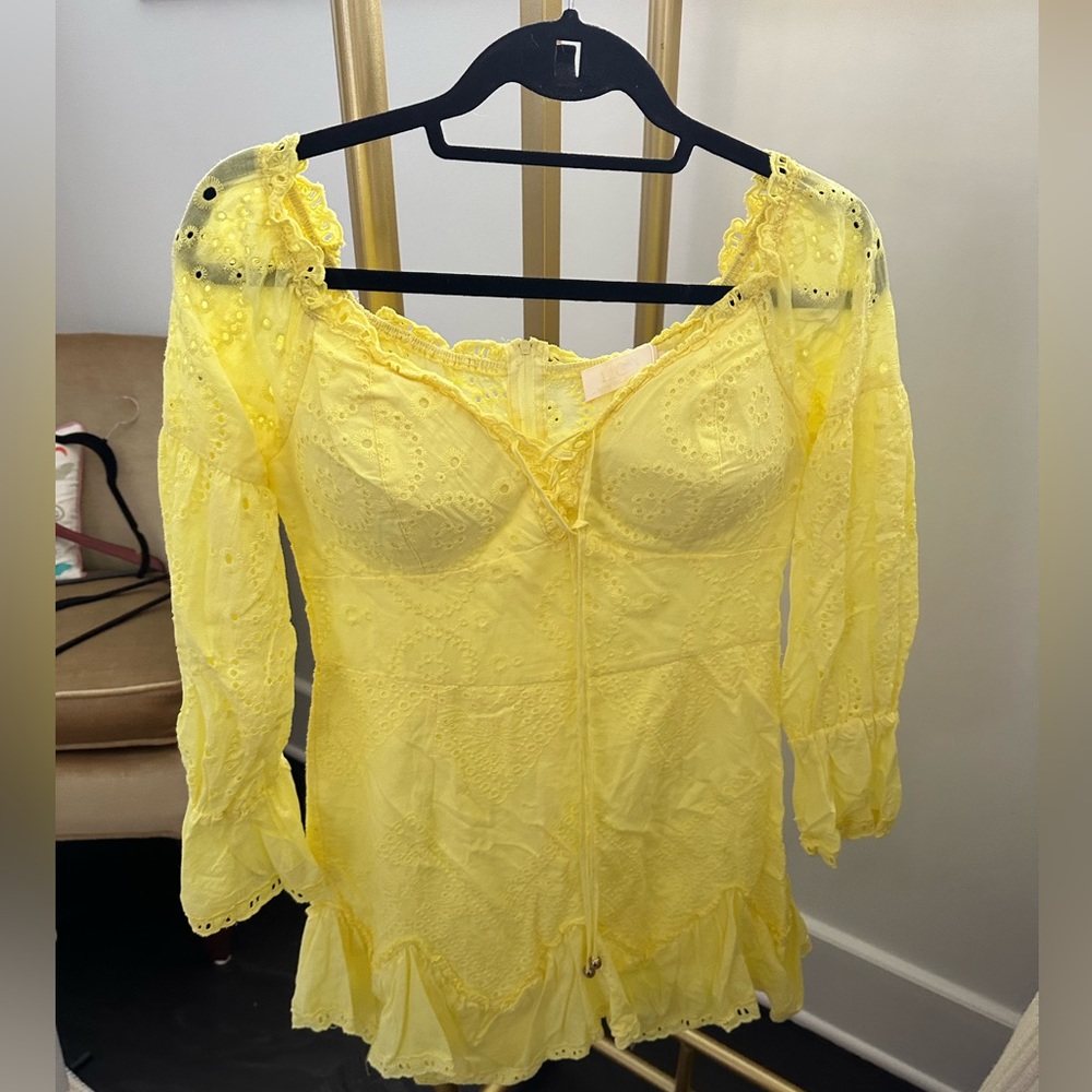 Yellow, Mini Long Sleeved Dress. Medium.